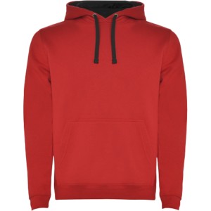 Roly Urban gyerek kapucnis pul�ver, Red, Solid black